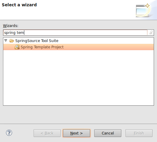 new-spring-template-project Spring Tool Suite: New Spring Template Project