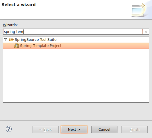 Spring Tool Suite: New Spring Template Project