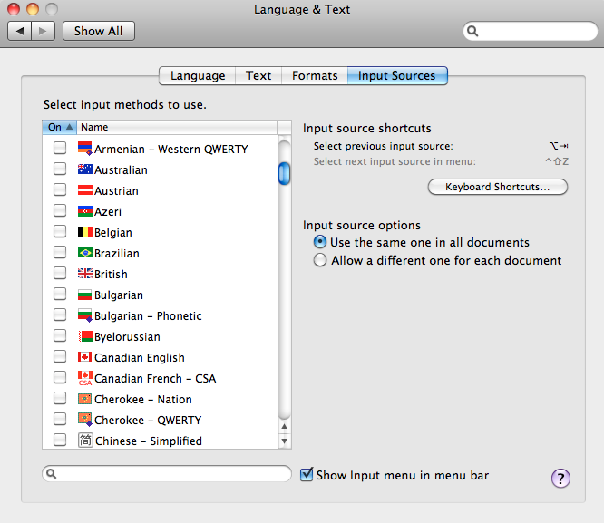 mac keyboard input sources