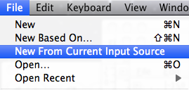 New From Current Input Source